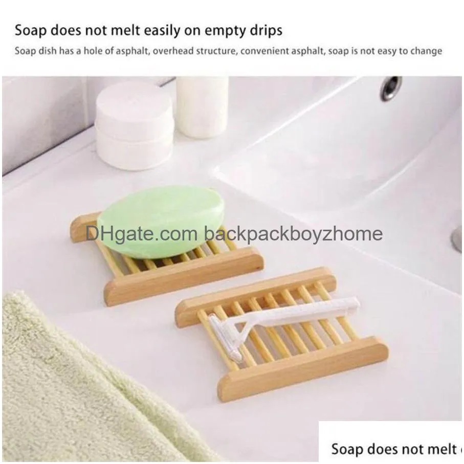 Andra 100st barprodukter Naturliga bambufack Passale TROE SOAP DISH WOODENS SOAPS TRAY HOLDER RACK PATTER BOX CONTAI DHAUO