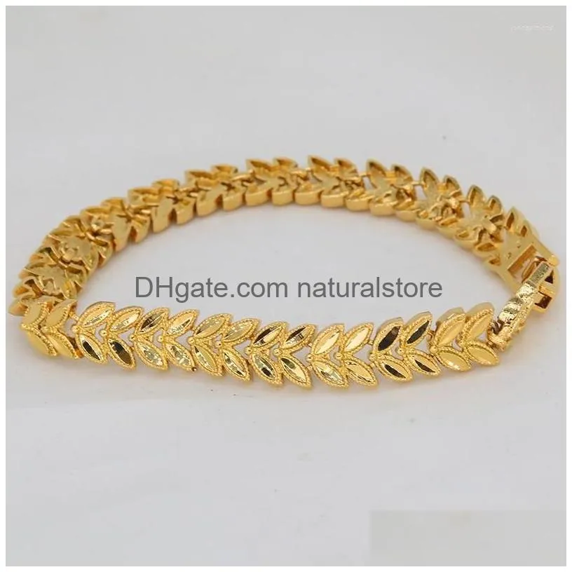 Chain Link Bracelets Dubai 24K Jewelry Cuban Chain Bangle Gold Color Various Shapes Bracelet For Men And Women African Hiphop Jewelle Dhorj