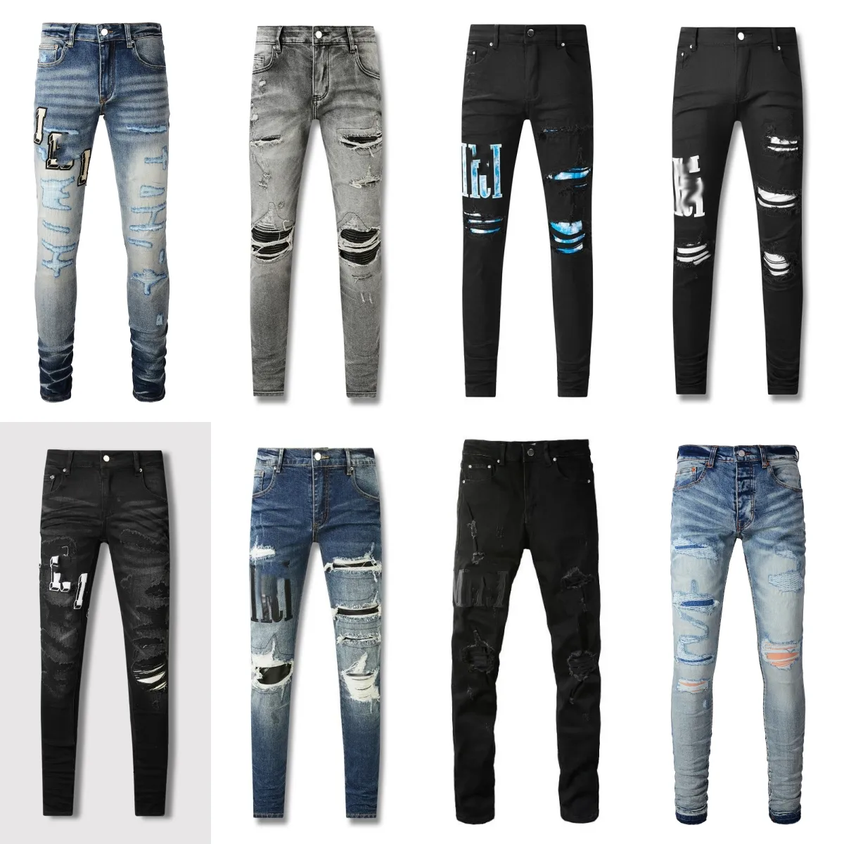 Lila Jeans High-End-Qualität Straight Jeans Design Retro Streetwear Casual Jogginghose Skinny Herrenhose Herren Designer Schwarz