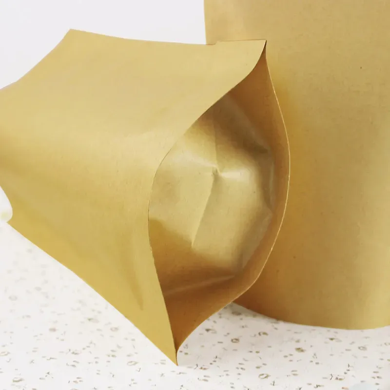 /Stand Up Kraft Paper Zipper Lock Bag Self Seal Aluminum Foil Mylar Doypack Zipper Bag Pouches Food Snack Storage Reusable Bags