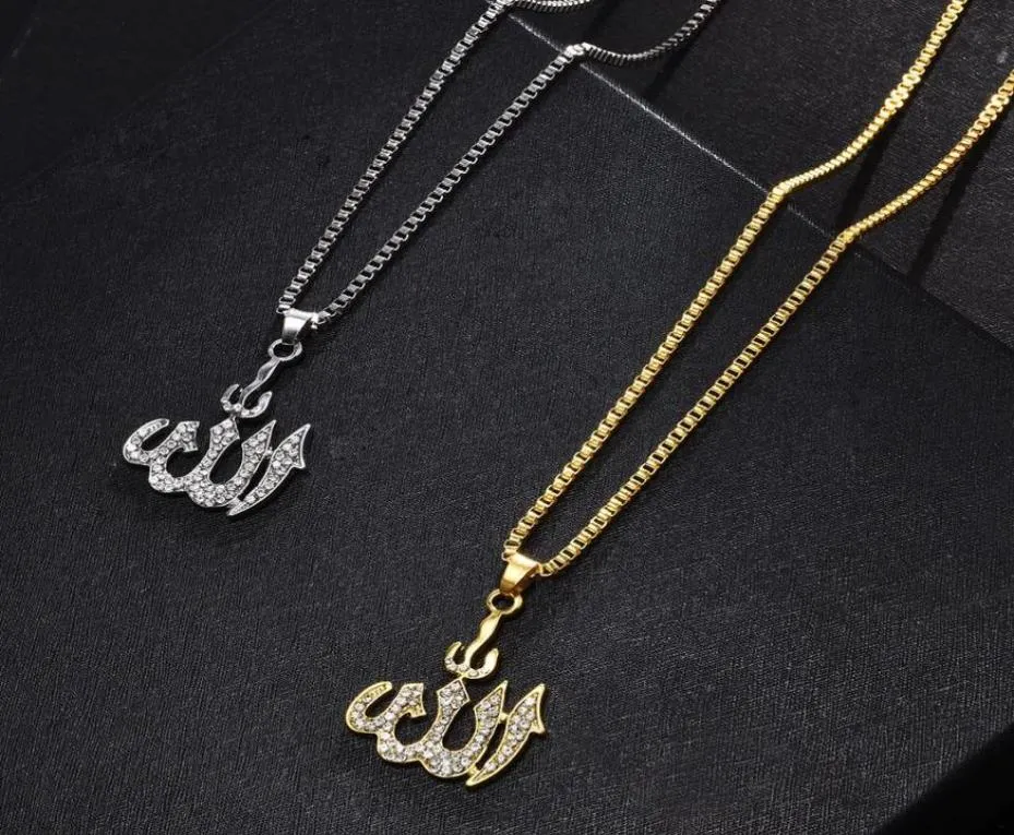 Crystal Pendant Gifts Sweater Chain Necklaces Allah Gold Plating Simulated Anchor Islamic5922141