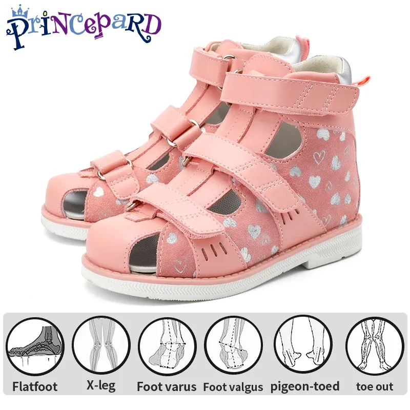 Spor ayakkabılar için ortopedik ayakkabılar Prensepard Baby İlk Yürüyüş Düzeltici Sandalet Pembe Gri Yaz Kızlar Erkek Ayakkabı Boyutu EU1925