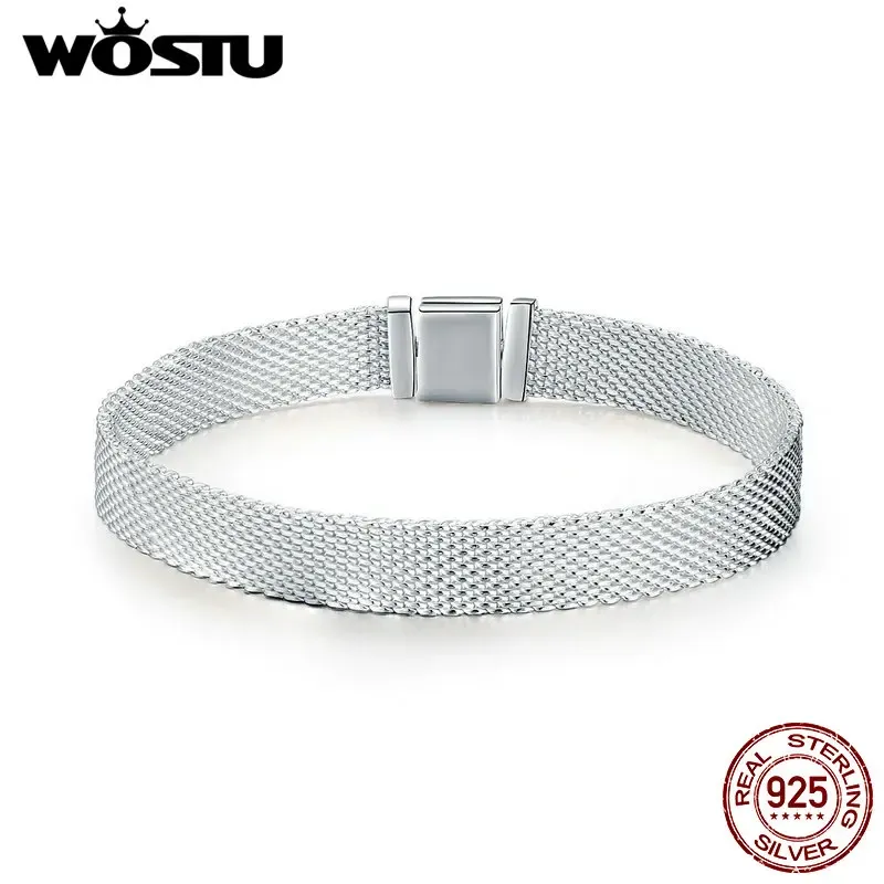 Pulseiras WOSTU Strand Pulseiras 925 Sterling Silver Estilo Metropolitano Mulheres Moda Pulseiras Jóias Presente 17cm20cm Presente de Férias de Verão