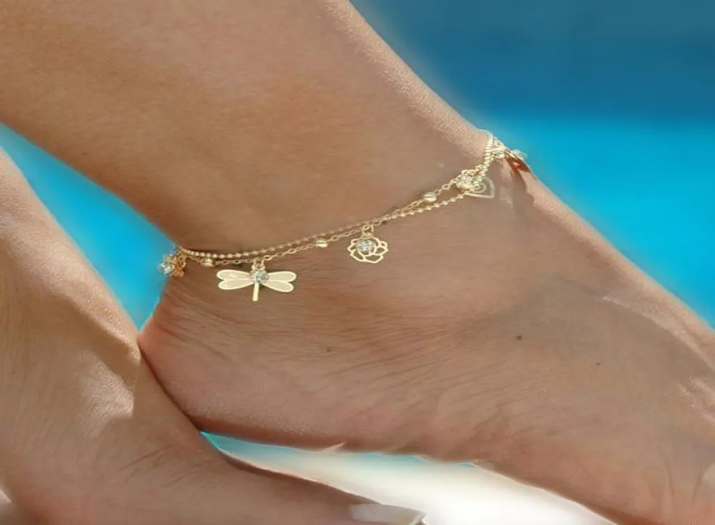 Золотой богемный ножной браслет, пляжные украшения для ног, цепочка для ног, бабочка, драгой, ножные браслеты для женщин, босоножки, браслет на щиколотке, 2d48778794