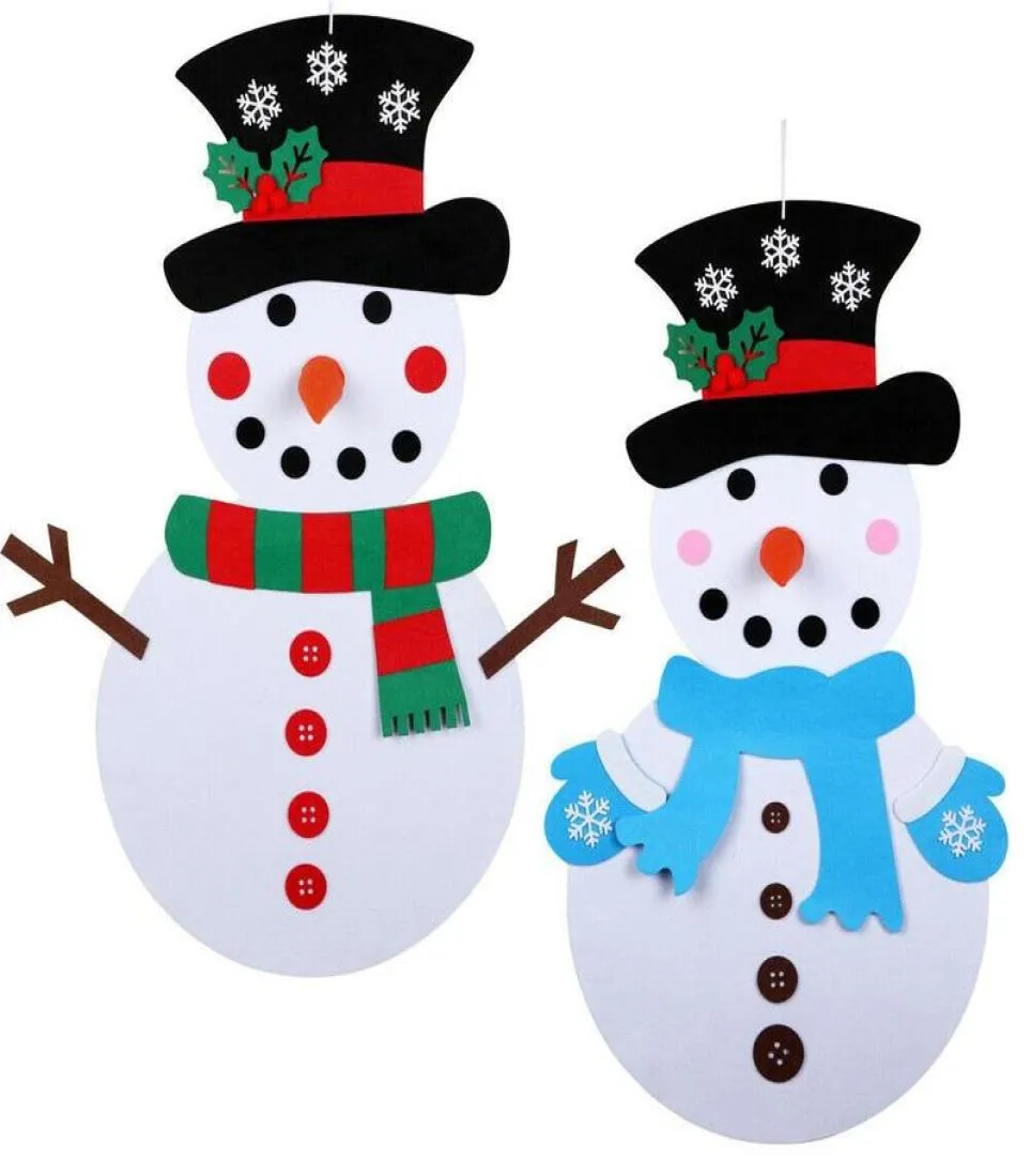 DIY Vilt Kerstboom sneeuwpop Hanger Kinderen Nieuwjaar Geschenken Kinderen Speelgoed Kunstmatige Boom Muur Opknoping Ornamenten Decoratie GY781539109