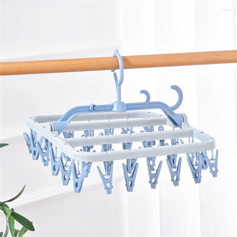 Hangers Household 32 Clip Thickened Plastic Square Hanger Children's Underwear Sock Rack Multifunctional Multi-clip Round