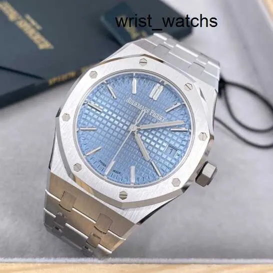 Womens Crystal Wrist Watch AP Wristwatch Watch Royal Oak Series 15550ST.OO.1356ST.08 Ice Blue Plate Mens and Womens Fashion Leisure Business Sports