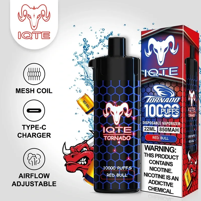 2024 ORIGINAL IQTE TORNADO 10000 PUFFS E Cigaretter engångsvape Auktoriserad 22 ml E-Liquid 850mAh