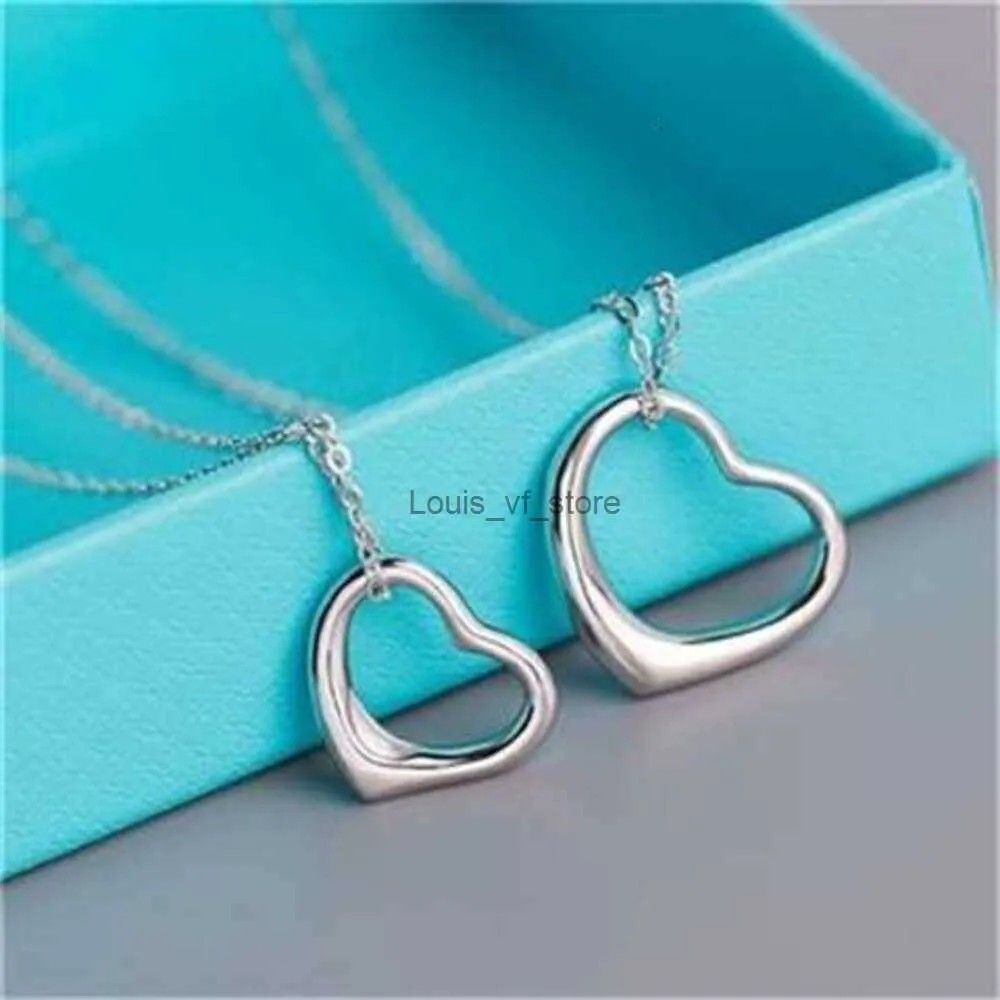 Colares de pingente colar clássico oco coração colar s925 prata esterlina mulheres amor jóias com caixa h24227