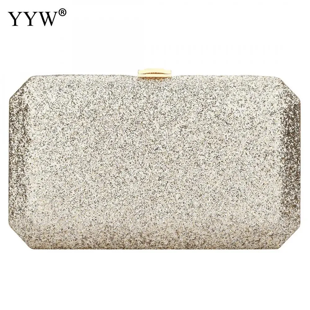 YYW -paljett Evening Clutch Chain Crossbody Bags Female Box Clutches Wedding Designer Luxury Purse Gold Sliver Pochette Femme 240223