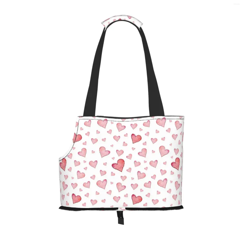 Sacos de compras Rose Love Heart Dog Bolsa Transportadora com Bolso e Segurança Tether Soft-Sided Pequeno para Pet Outdoor Tote Bag