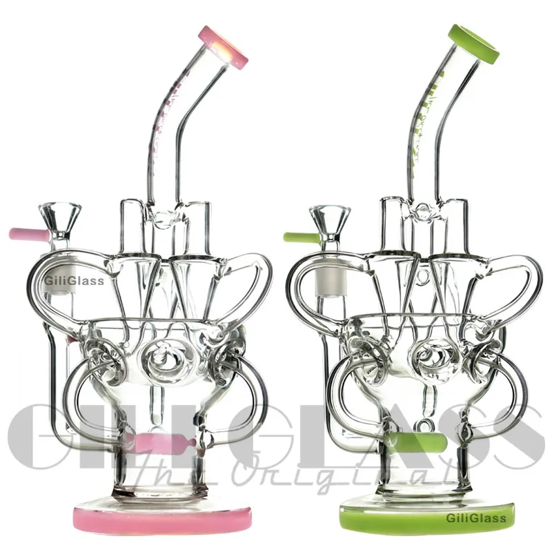 10.2 inches Recycler pipe Unique Hookahs Glass Bong Straight Perc Oil Dab Rigs 14mm Female Joint Heady Bongs Ball Shape Water Pipes N Holes Percolator With Bowl