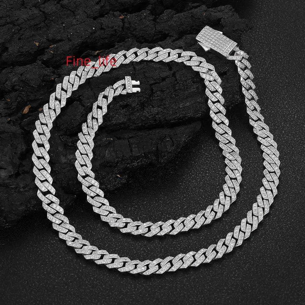 New Arrival Hip Hop Necklace Fashion S925 Silver Individuality Moissanite Diamond-Shaped Cuban Chain Black People Men Necklace