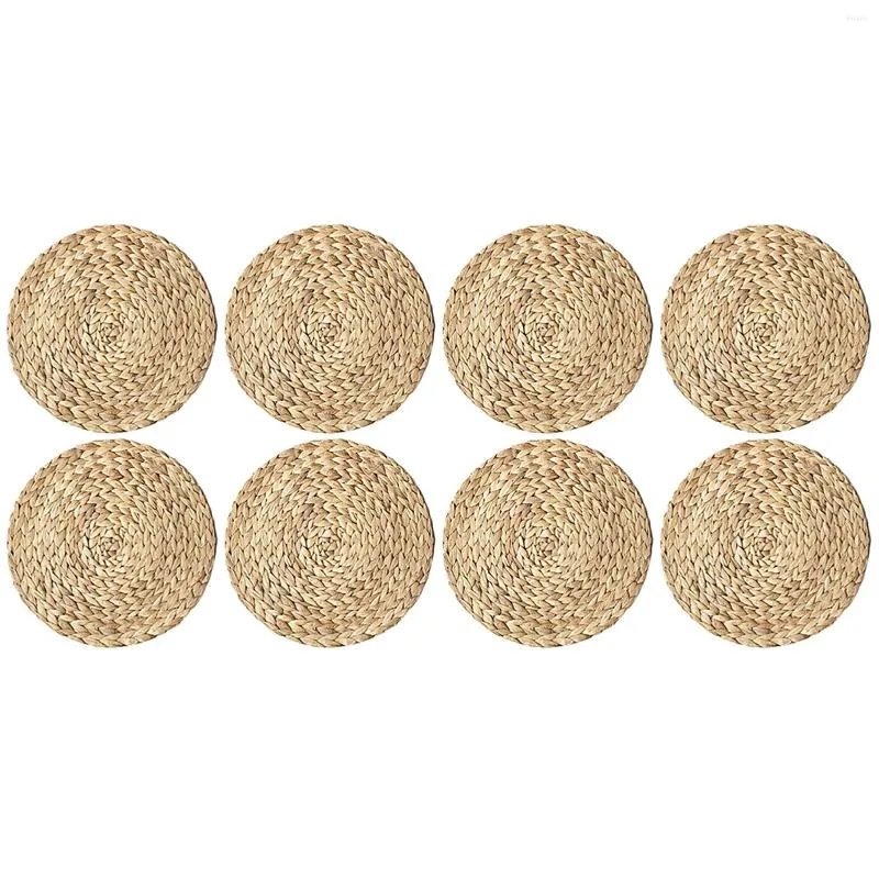 Table Mats Straw Braid Kitchen Gadget Tools Cup Mat Round Eco-friendly Heat Resistant Woven Grass Cushion