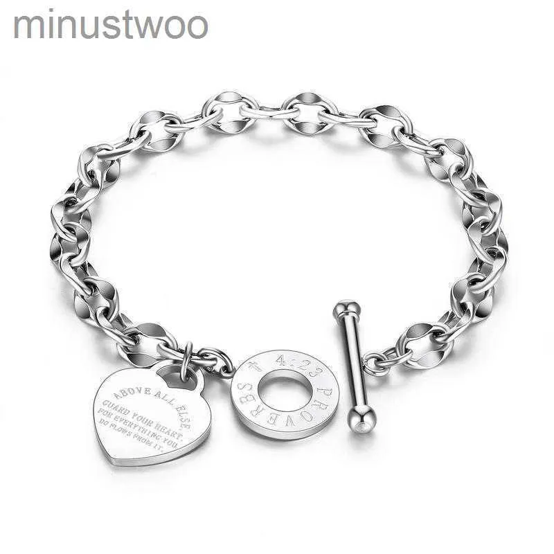 Bracelet en forme de cœur avec pendentif proverbes pour femmes, cadeau en métal, design de marque, mode féminine, bijoux en or, cadeaux Q0603 Q5A6
