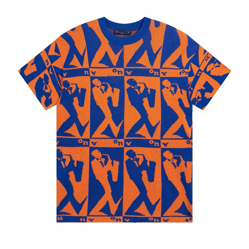 Frühjahr/Sommer 2024 Show Herren Designer Jazzman Motiv Jazz Flyers Kurzarm-T-Shirt aus Strickwaren, lockere Mode, kurze Ärmel, lässiges Herren-Party-T-Shirt, Sport-T-Shirts, T-Shirt