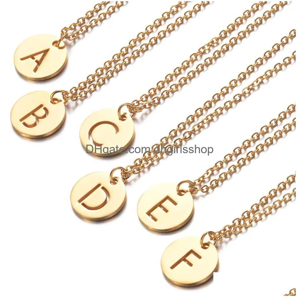 Hangertjes kettingen Gouden initialen ketting 316L roestvrij staal Dames sieraden Choker A-Z 26 letters Uitgeholde vergulde initiële hanger Dr Dhpdu