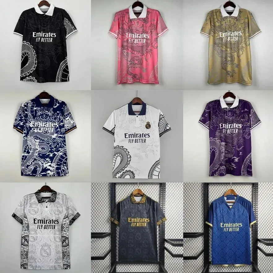 Camisa de futebol rosa dragão chinês Tailândia BELLINGHAM VINI JR camisas de futebol Tchouameni Venda quente 22 23 24 Real Madrids CAMAVINGA ALABA Rodrygo kit masculino uniforme