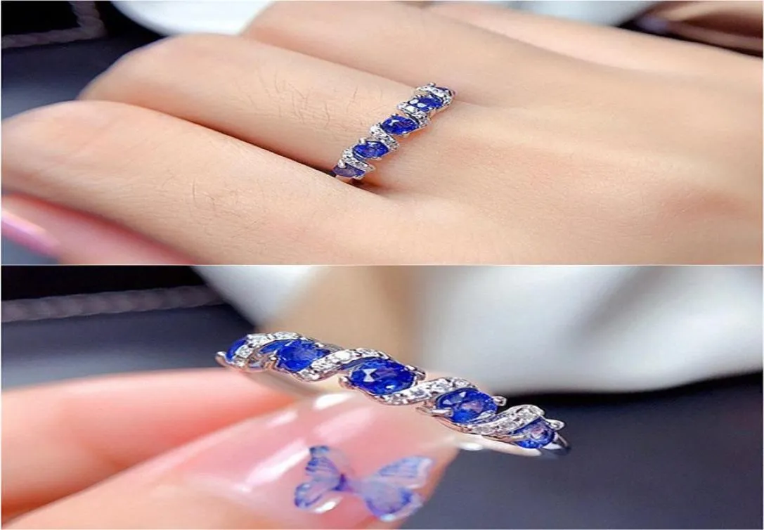 Fashion Chic Small Blue Crystal Topaz Gemstones Zircon Diamonds Rings for Women Girl White Gold Silver Color Jewelry Bijoux Gift1710427