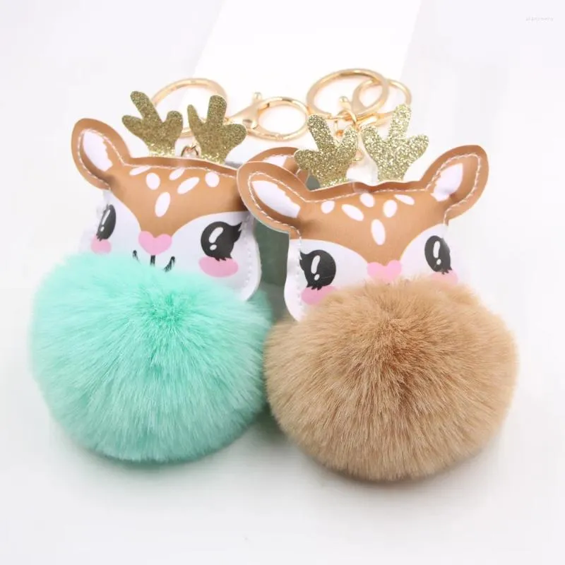 Keychains Christmas Cute Deer Stuffed Doll Keychain Pendant Little Cartoon Toy Gift Bag Phone Car Key Ring Jewelry Gifts