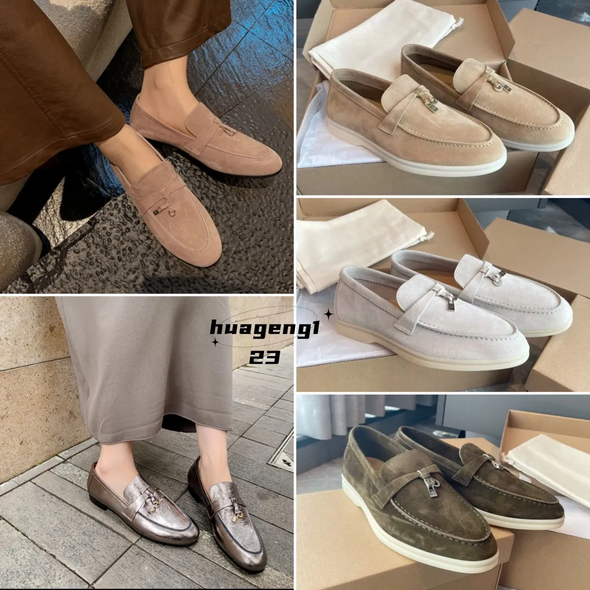 Loro Piano Shoes LP Casual Hommes Femmes Star Style Mocassins Plat Bas Top Daim Cuir De Vache OxfordsDesigner Chaussures Mocassins Mocassins Baskets Robe Chaussures université