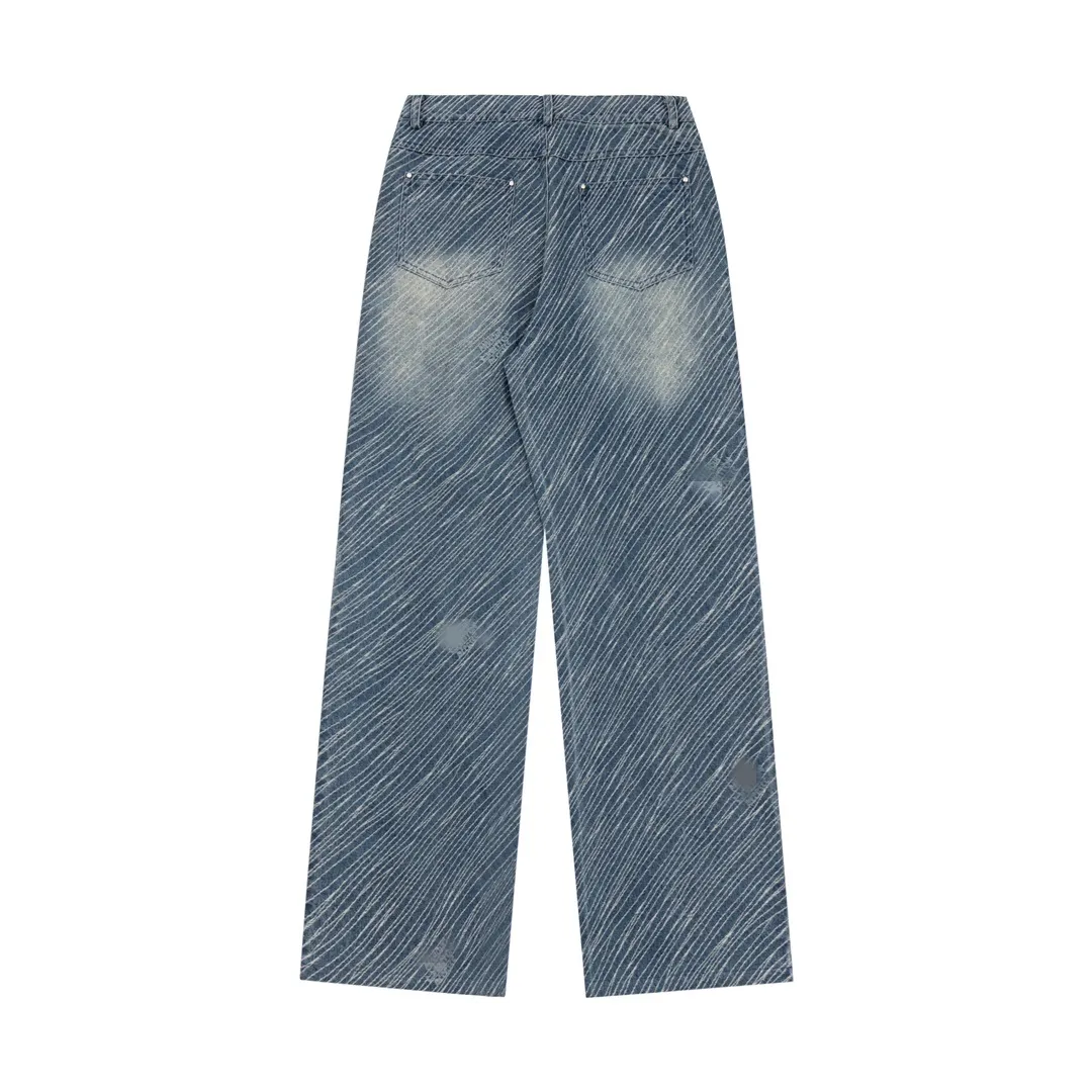 Denim byxor lila mens designer jeans par löser mångsidiga avslappnade byxor traight avd.