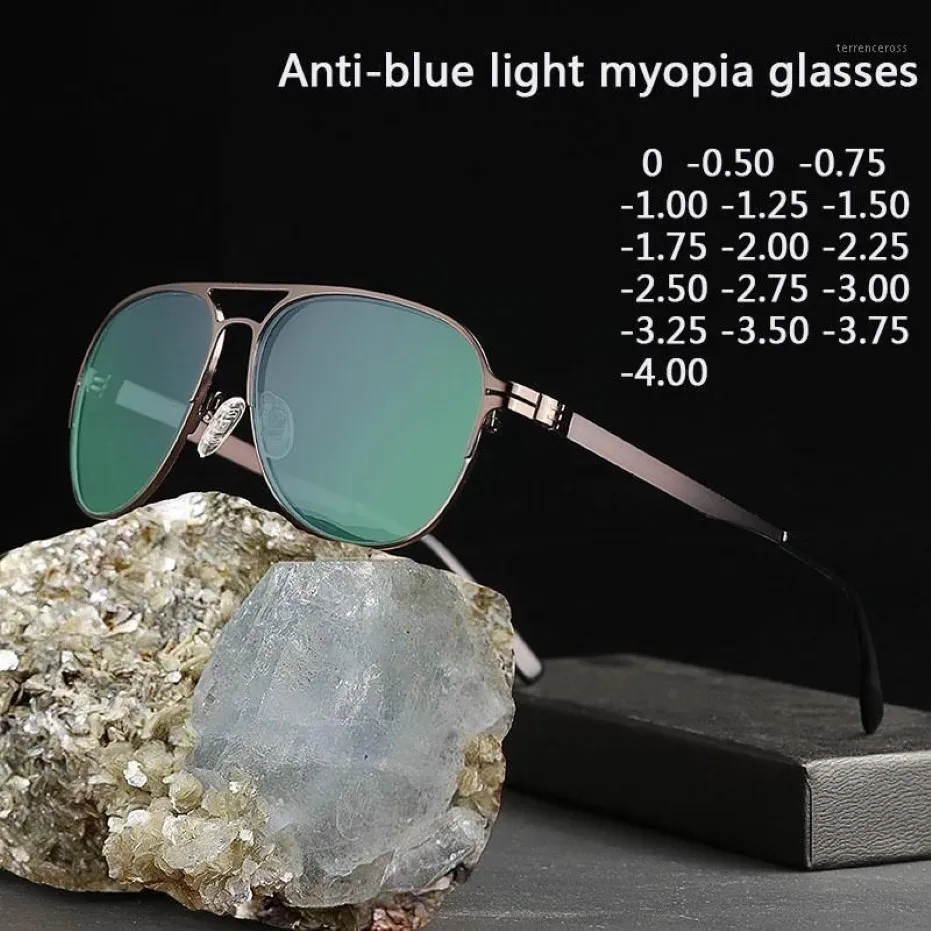 Mode solglasögon ramar -1 -1 5 -2 -2 5 -3 -3 5 -4 -4 5 retro metall stora ram myopia glasögon glasögon för kvinnor och män klassi291s