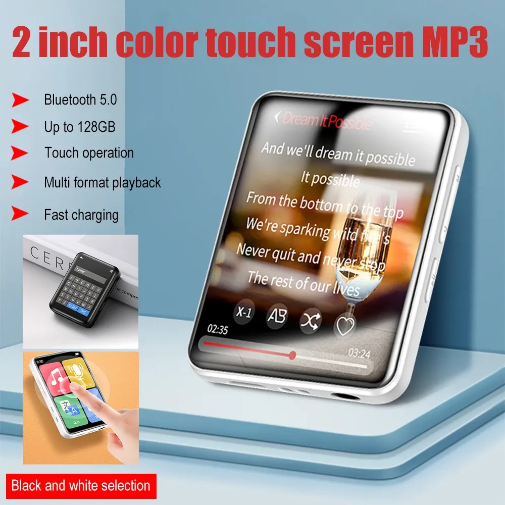 Player Mini MP4 Oyuncu Dokunmatik Ekran Müzik Player Portable Mp3 çalar Hoparlörlerle FM Radyo Kayıt E -Kitap 2inch Ekran