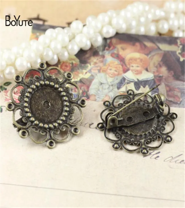 BoYuTe Neues Produkt, 20 Stück, rund, 12 mm, Cabochon-Brosche, Basis, antike Bronze überzogen, Vintage-DIY-Schmuckzubehör, 5738814