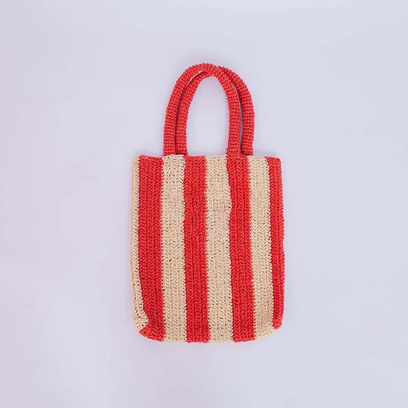 Bolso de mano Bolso de playa de lujo Bolso de compras Bolso de diseñador Bolso tejido de moda Bolso de paja de verano albaricoque Ocio al aire libre Viaje Bolso de gran capacidad