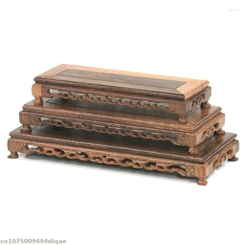 Decorative Plates Vintage Rectangular Wooden Base Teapot Tea Set Display Stand Model Sculpture Ornament Handicrafts Vase Ceramic