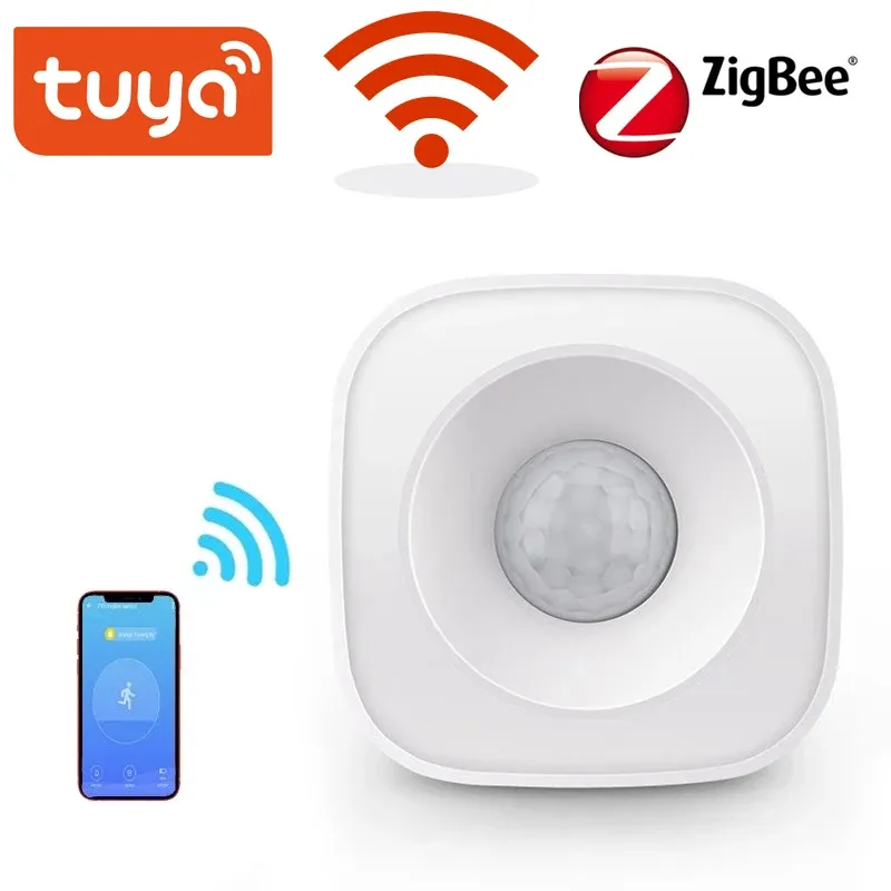Kontrolle Tuya Zigbee/WiFi PIR Motion Sensor Wireless Infrarot Detektor Sicherheit Einbrecher Alarmsensor Smart Life App Control Compatible Compatible