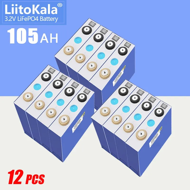 12pcs liitokala 3,2 V 105AH LIFEPO4 Batterie Iithium 300A 3c Hochabfluss für DIY 12V 24 V Solar Wechselrichter Elektrofahrzeug Golfwagen