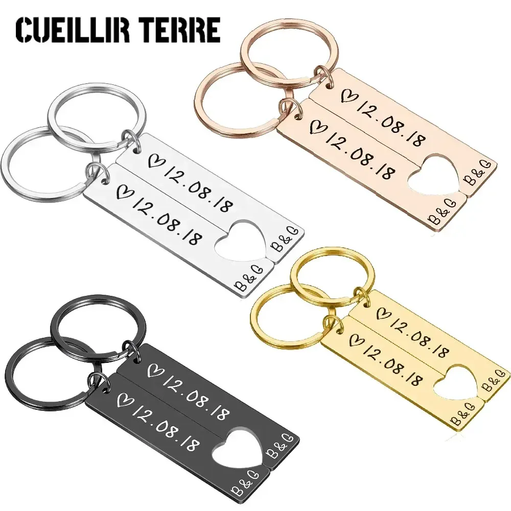 Chaines 2 PCS Pléchange personnalisé pour couple Cadeau de la Saint-Valentin personnalisé pour mari petit ami copine Accessoires de chaîne de clés