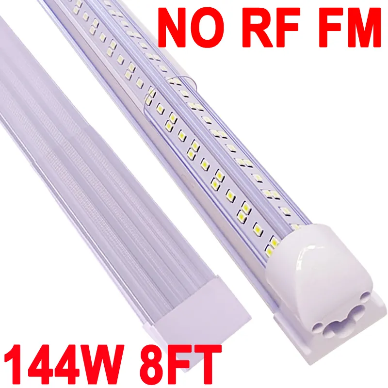 (25-Pack) 8ft LED-butik Lätt No-RF RM V-form 144W 144000LM 6500K, 8 fot, 96 '' T8 Integrerat LED-rör, Länkbara LED-glödlampor Garage, Warehouse, Clear Lens Crestech