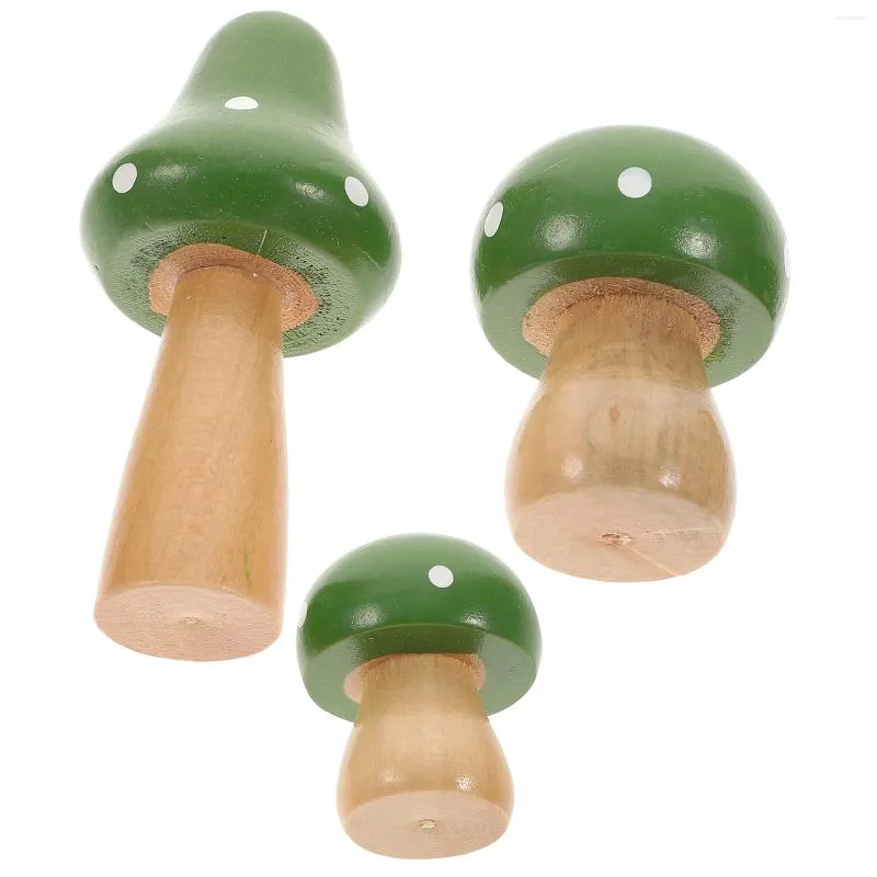 Decorazioni da giardino 3 pezzi Auto Natale Accessori per casa delle bambole Scultura di funghi in legno