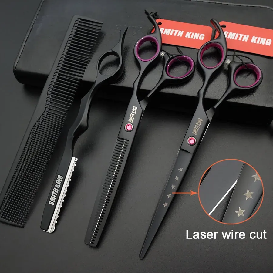 Outils Ciseaux de coiffure professionnels 5.5 "6" 7 "ciseaux de coupe de fil laser + ensemble de ciseaux amincissants ciseaux de coiffeur + kits + peigne/rasoir