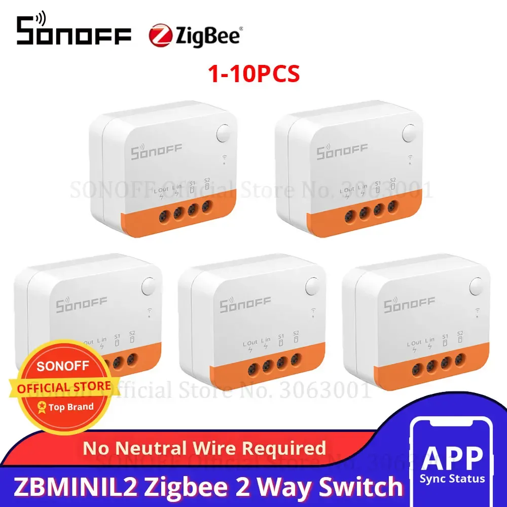 Contrôle 110 pièces SONOFF ZBMINI L2 Zigbee commutateur aucun fil neutre requis maison intelligente sans fil 2 voies Module commutateur eWeLink APP contrôle