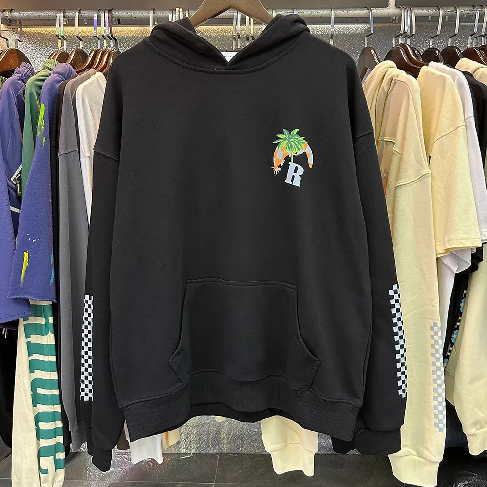 Rhudeフーディー最高品質のデザイナーメンズフーディーズレタープリントルーズロングスリーブフーディーズC1ファッションスポーツウェア女性ラグジュアリーブランドスウェットシャツピンクウィングCXG240272-12