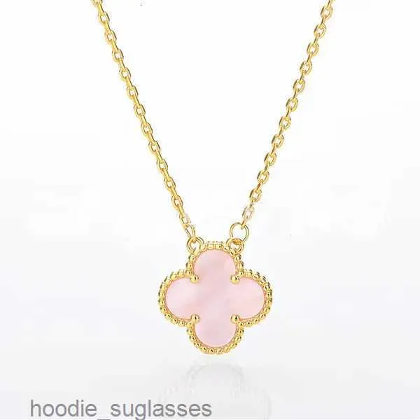 Märke 15mm Clover Necklace Fashion Charm Single Flower Cleef Necklace Luxury Diamond Agate 18K Gold Designer Halsband för kvinnor BGKH9