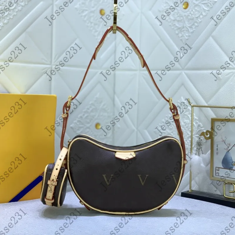 Sac à main de designer Femmes M46856 Sacs à bandoulière à bandoulière Classics Vintage Cuir Underarm Half Moon Purse Denim Tissu Round Zipper Pea Buns Portefeuille