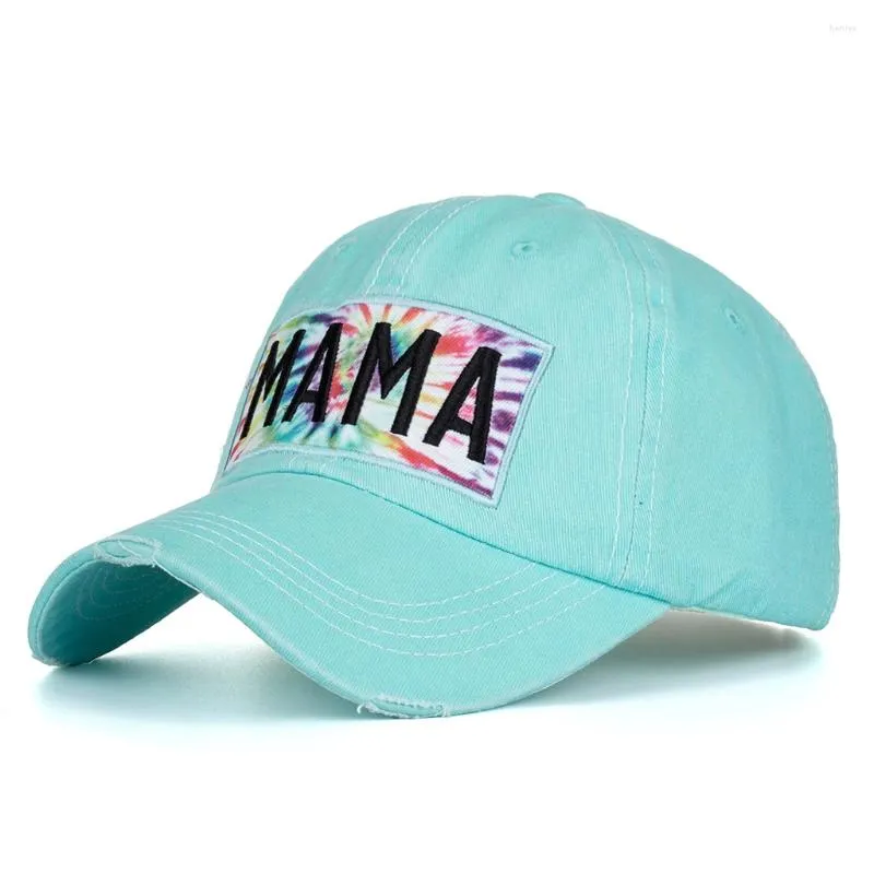 Casquettes de baseball Chapeau de lettre délavé Brodé Baseball Mode Rétro MAMA Trucker Hommes Femmes Tie-dye Casquette de voyage