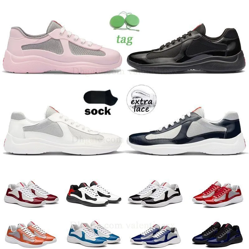 Vente en gros Designer Hommes Femmes Baskets en cuir verni America Cup High Top Low Soft Casual Chaussure Vert Jaune Blanc Runner Formateurs Homme Grande Taille Chaussures De Course