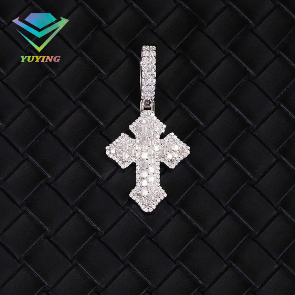 Customized Solid Jewelry S Sier With Vvs Passed Diamond Test Men Necklaces Moissanite Cross Pendant