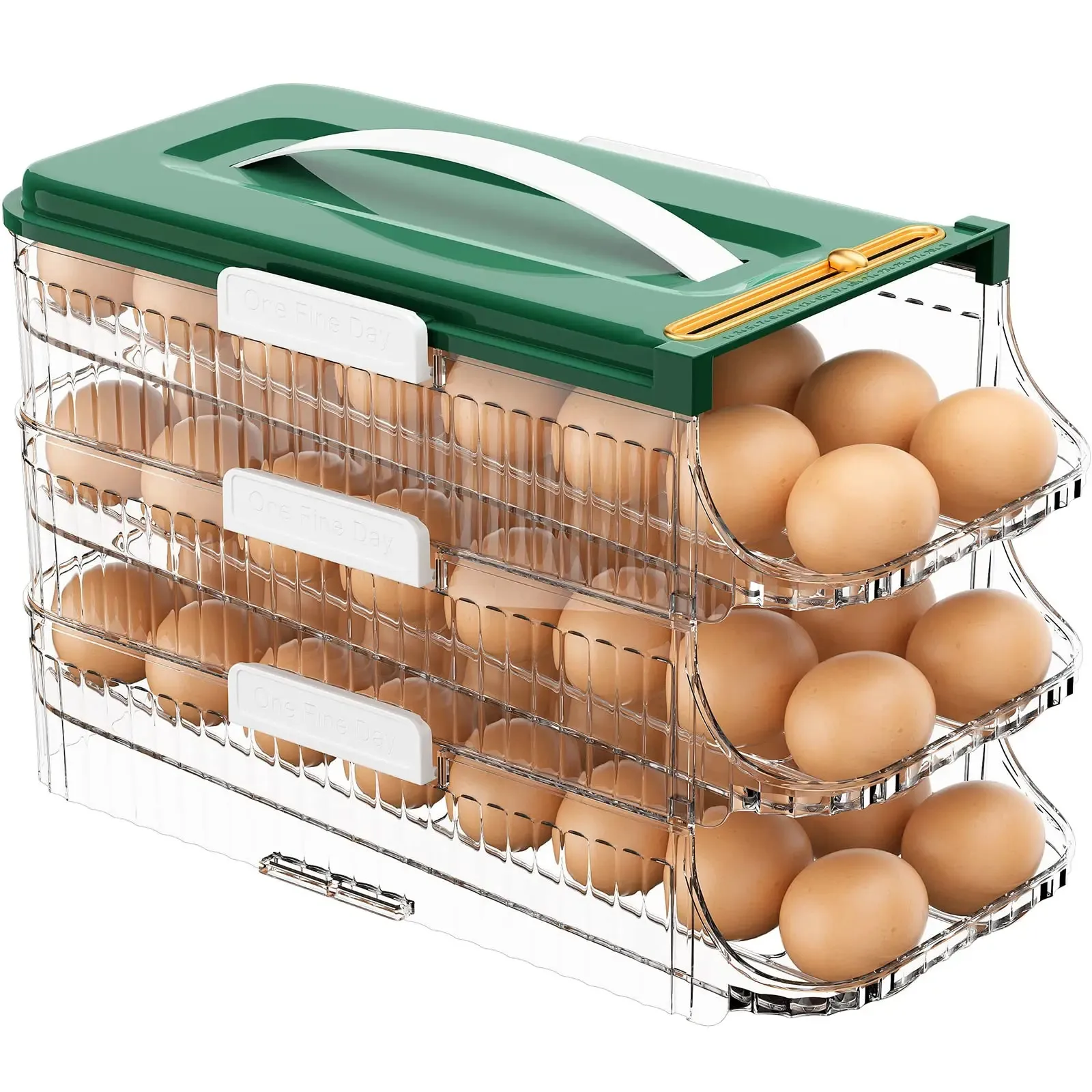 حامل البيض للثلاجة التلقائية منظم 3 طبقة موزع للتكديس والتخزين 240223