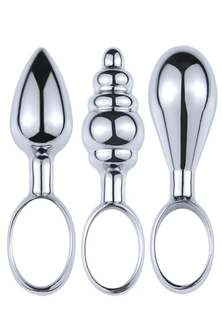 3pcsset mini metal anal fişler ile parmak yüzüğü anüs genişletici anal seks oyuncakları yeni başlayan vajinal popo fiş prostat masajı x04017106288