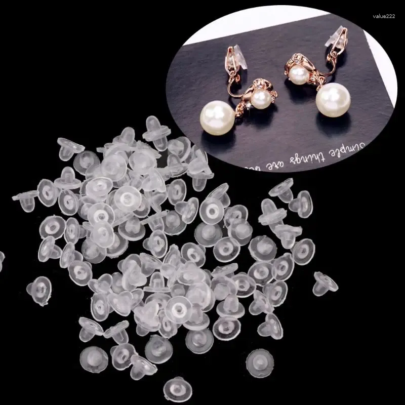 Jewelry Pouches 100 Pcs/set Plastic Earrings Cushions Anti-Pain Transparent Clip-on Earring Pads Y08E