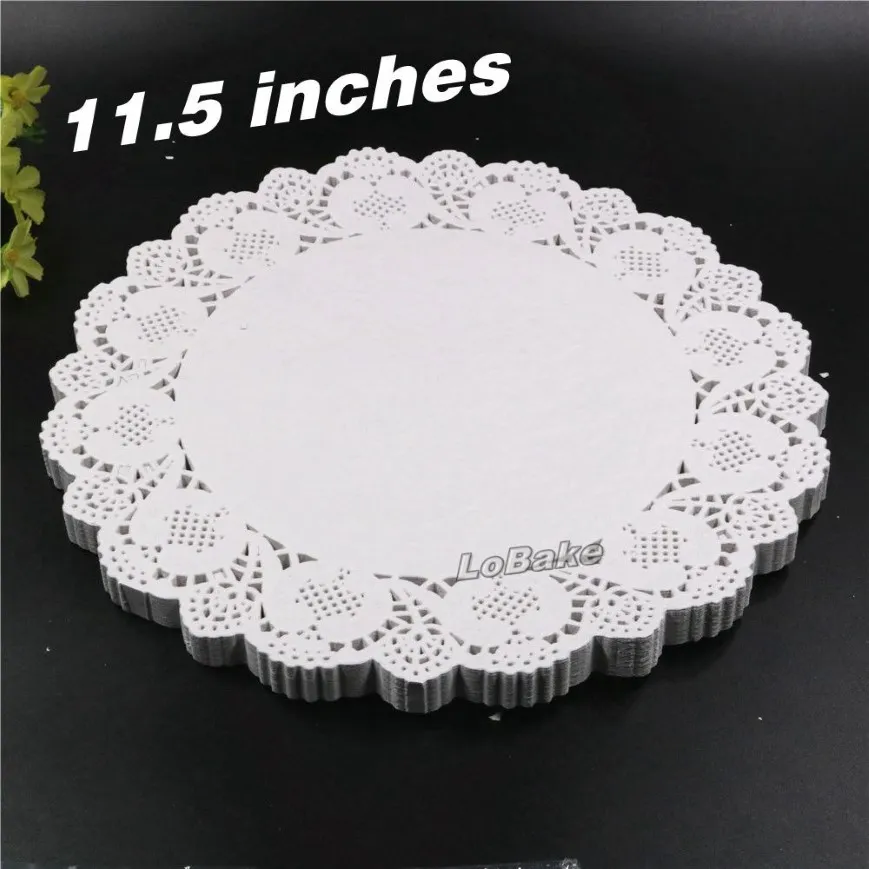 Whole- 160pcs pack New 11 5 inches round flower shape white hollow design paper lace doilies placemat for kitchen set de tab181p