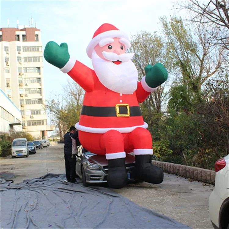 8mH (26ft) Outdoor Christmas Inflatable Santa With Blower For Nightclub Christmas Stage Event Decor Christmas Decoration
