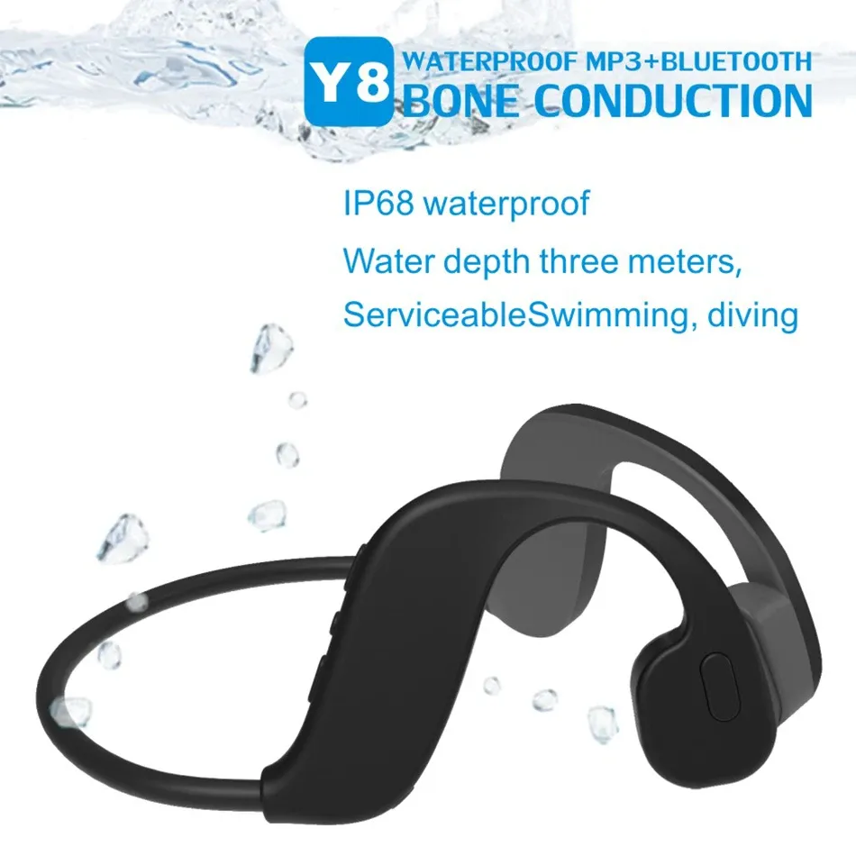 Giocatori Y8 Conduzione Ossea Nuoto Lettore Mp3 da 32 GB Bluetooth 5.0 2 In 1 Auricolare IP68 Impermeabile Corsa E Jogging Fitness Sport Nuoto Auricolare